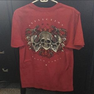 SALE Affliction black label men's M perfect condition dark red graphic both side